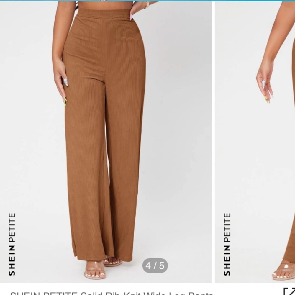 brown open legged pants from shein